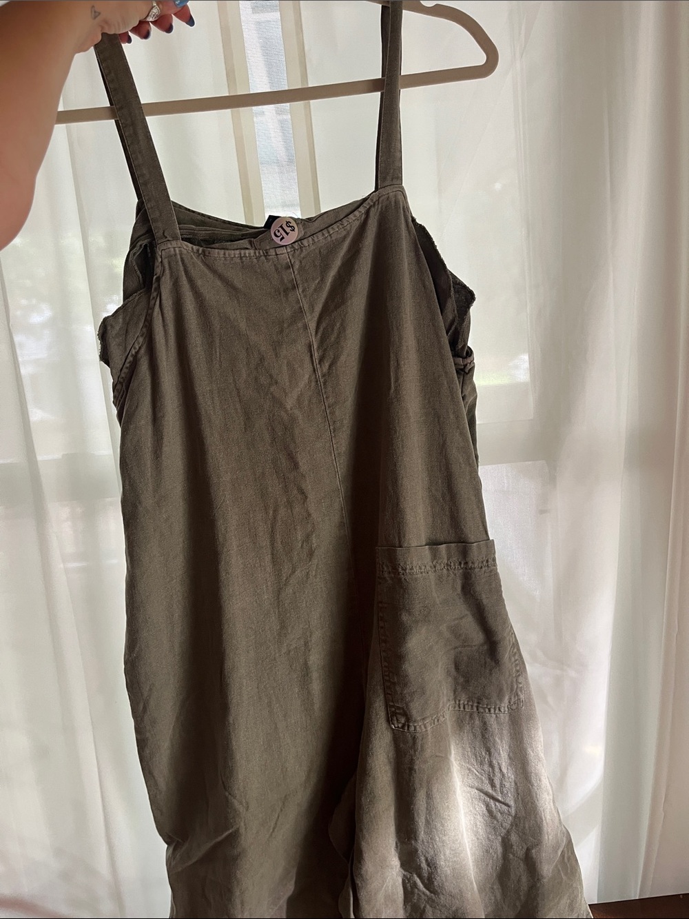 Universal Thread Olive Green Wide-Leg Overalls - Picture 2 of 3